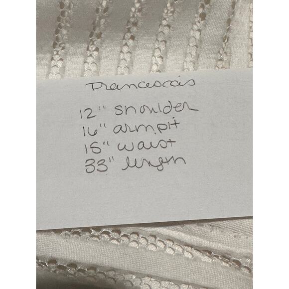 Francesca's A-Line Mini Dress M White Striped V Neck Sleeveless Lace‎ Trim Mesh - Picture 9 of 9